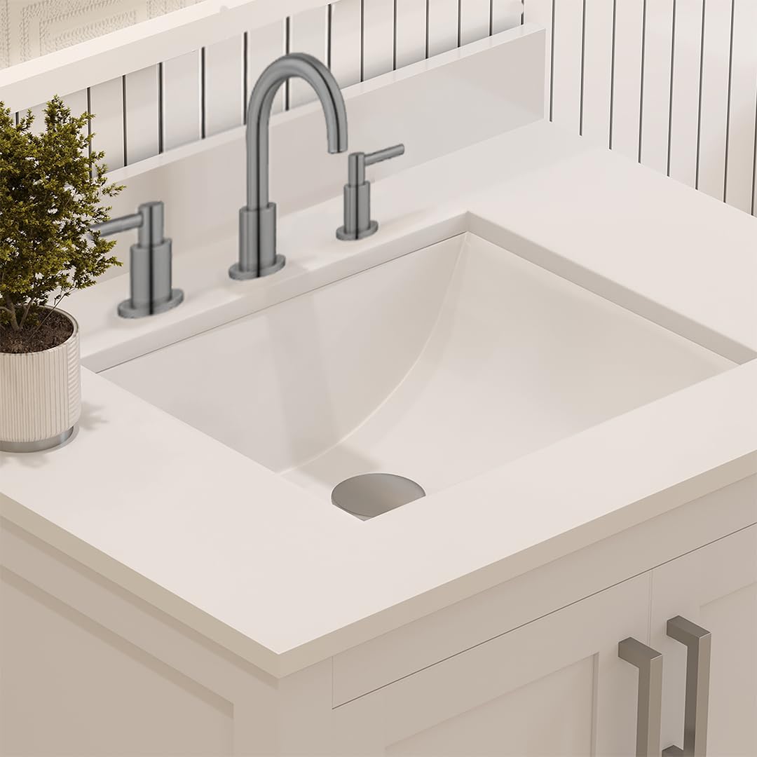 Ayna Decors Rooh 30" Solid Wood Bathroom Vanity with Sink – White, 3 Pre-Drilled Faucet Holes, 2 Soft-Close Doors, 1 Full-Extension Drawer, Brushed Nickel Handles