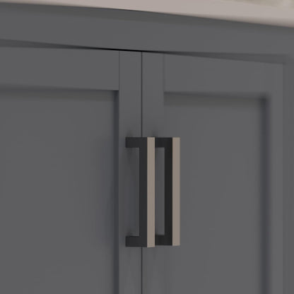 Ayna Decors Rooh 48 Inch Charcoal Grey Bathroom Vanity with Sink, Quartz Countertop, 2 Soft Closing Doors, and 7 Full Extension Drawers, Brushed Nickel Hardware
