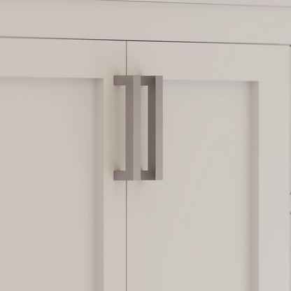 Ayna Decors Maya 60 Inch White Bathroom Vanity with Three Faucet Holes Quartz Countertop, 4 Soft Closing Doors and 5 Full Extension Drawers, Brushed Nickel Hardware