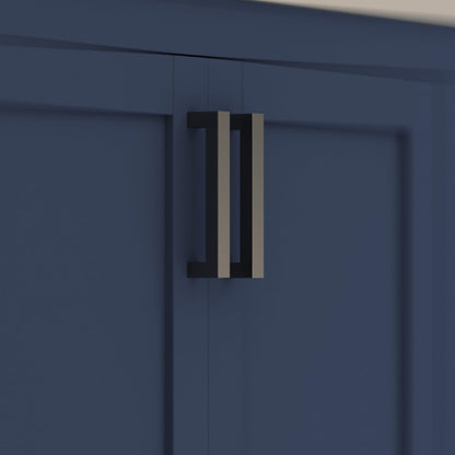 Ayna Decors Rooh 60 Inch Navy Blue Bathroom Vanity with Three Faucet Holes Quartz Countertop, 4 Soft Closing Doors and 5 Full Extension Drawers, Brushed Nickel Hardware