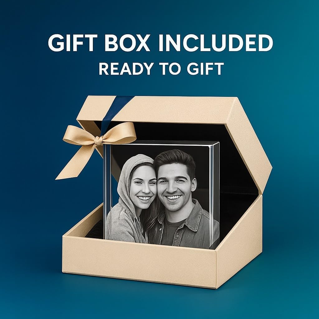 3D LovePix | 3D Crystal Photo - With Multicolor Light Base| Gift Box | Perfect For Every Occasion - Rectangular