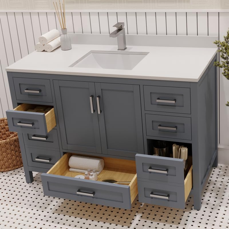 Ayna Decors Rooh 48" Charcoal Grey Bathroom Vanity with Sink - Premium Quality I Durable I Easy Install