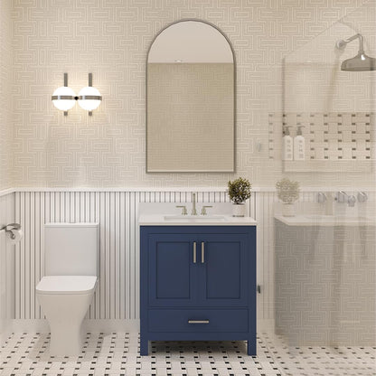 Ayna Decors Rooh 30" Navy Blue Solid Wood Bathroom Vanity with Sink Brushed Nickel Handles - Premium Quality I Durable I Easy Install