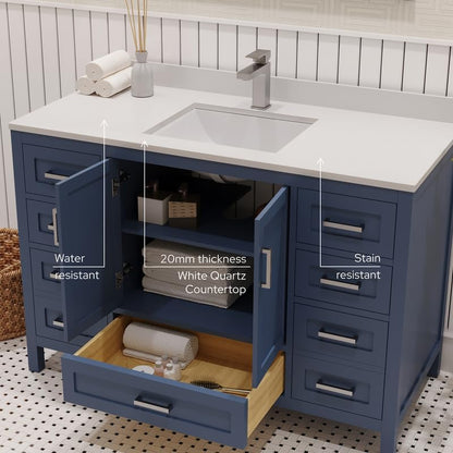 Ayna Decors Rooh 48" Navy Blue Bathroom Vanity with Sink - Premium Quality I Durable I Easy Install