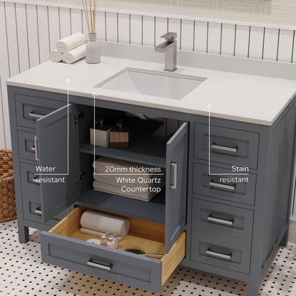 Ayna Decors Rooh 48" Charcoal Grey Bathroom Vanity with Sink - Premium Quality I Durable I Easy Install