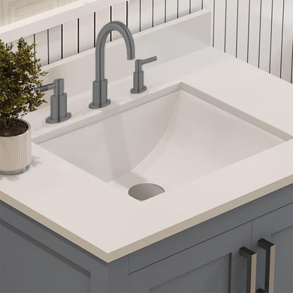Ayna Decors Rooh 30" Solid Wood Bathroom Vanity with Sink – Charcoal Grey, 3 Pre-Drilled Faucet Holes, 2 Soft-Close Doors, 1 Full-Extension Drawer, Brushed Nickel Handles