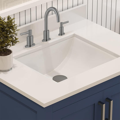 Ayna Decors Maya 30" Solid Wood Bathroom Vanity with Sink – Navy Blue, 3 Pre-Drilled Faucet Holes, 2 Soft-Close Doors, 1 Full-Extension Drawer, Brushed Nickel Handles