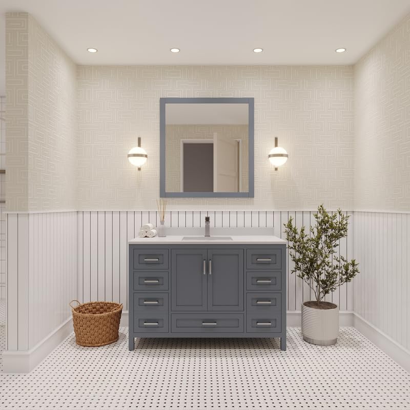 Ayna Decors Rooh 48" Charcoal Grey Bathroom Vanity with Sink - Premium Quality I Durable I Easy Install