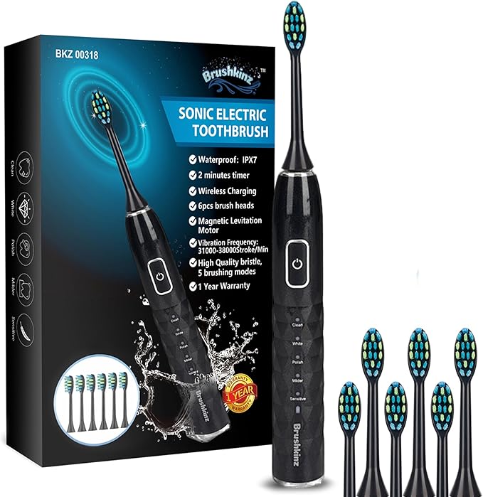 Sonic Electric Toothbrush - 5 Modes with Smart Timer - Soft Bristle Wireless Rechargeable Toothbrush for Adults - Power Vibrating Toothbrush for Dental Oral Care - Lasts 60 Days