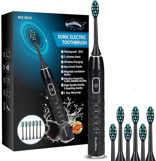 Sonic Electric Toothbrush - 5 Modes with Smart Timer - Soft Bristle Wireless Rechargeable Toothbrush for Adults - Power Vibrating Toothbrush for Dental Oral Care - Lasts 60 Days