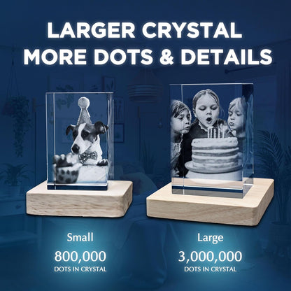3D LovePix | 3D Crystal Photo - With Multicolor Light Base| Gift Box | Perfect For Every Occasion - Rectangular