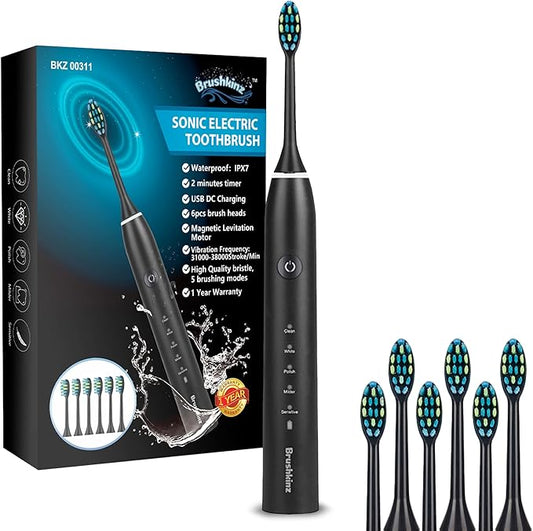 Sonic Electric Toothbrush - 5 Modes with Smart Timer - Soft Bristle USB Rechargeable Toothbrush for Adults - Power Vibrating Toothbrush for Dental Oral Care - 31000-38000Stroke/Min