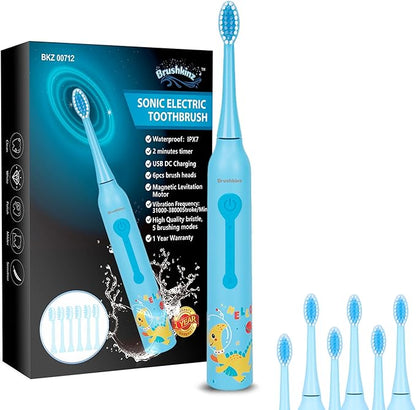 Kids Electric Toothbrush - 5 Modes with Smart Timer - Soft Bristle USB Rechargeable Toothbrush - Sonic Power Vibrating Toothbrush for Dental Oral Care - Lasts 60 Days