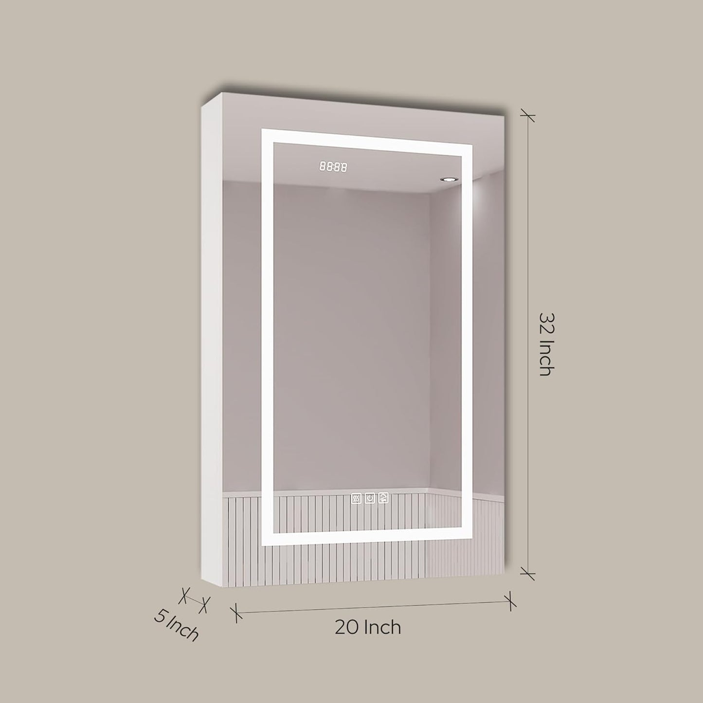 LED Lighted Medicine Cabinet with Mirror – Recessed or Surface Mount, Defogger, Dimmer, Clock, Temp Display, 3X Makeup Mirror, USB & Dual Outlets (Left or Right Opening)