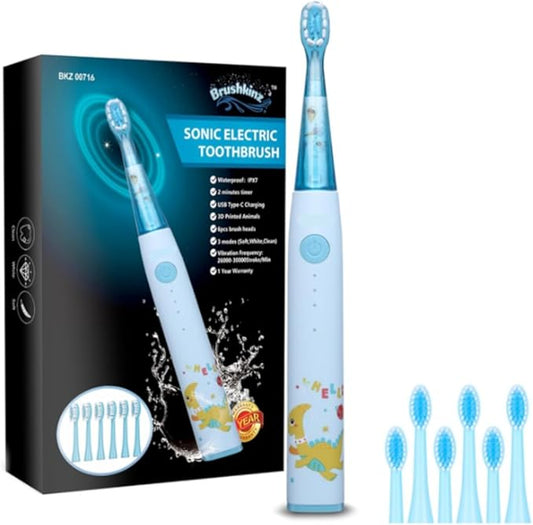 Kids Electric Toothbrush - 3 Modes with Smart Timer - Soft Bristle USB Rechargeable Toothbrush - Sonic Power Vibrating Toothbrush for Dental Oral Care - Lasts 50 Days