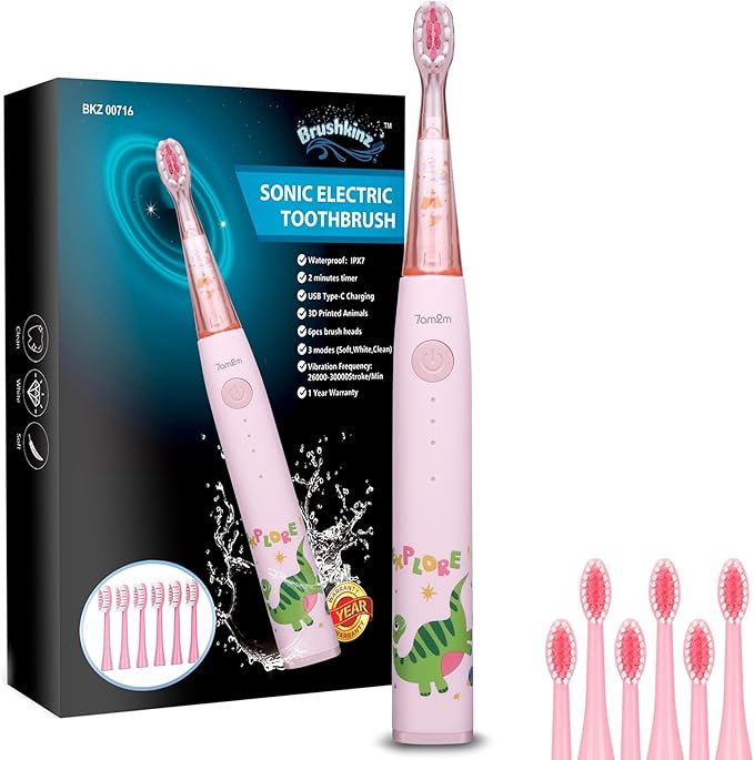 Kids Electric Toothbrush - 3 Modes with Smart Timer - Soft Bristle USB Rechargeable Toothbrush - Sonic Power Vibrating Toothbrush for Dental Oral Care - Lasts 50 Days