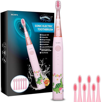 Kids Electric Toothbrush - 3 Modes with Smart Timer - Soft Bristle USB Rechargeable Toothbrush - Sonic Power Vibrating Toothbrush for Dental Oral Care - Lasts 50 Days