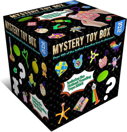 25 or 101 Pieces Fidget Mystery Box for Kids Girls & Boys - Fun Sensory Fidget Toys Bulk Variety Pack for Toddlers - Fidget Prizes for Classroom Surprise Gift Box