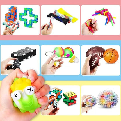 25 or 101 Pieces Fidget Mystery Box for Kids Girls & Boys - Fun Sensory Fidget Toys Bulk Variety Pack for Toddlers - Fidget Prizes for Classroom Surprise Gift Box