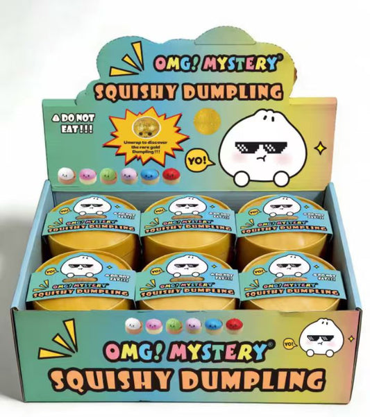 OMG! Mystery Squishy Dumpling Toy – Surprise Blind Pack Toy for Kids – Soft Squeeze Dumpling Collectible with Rare Gold Dumpling Chase - Pack of 3