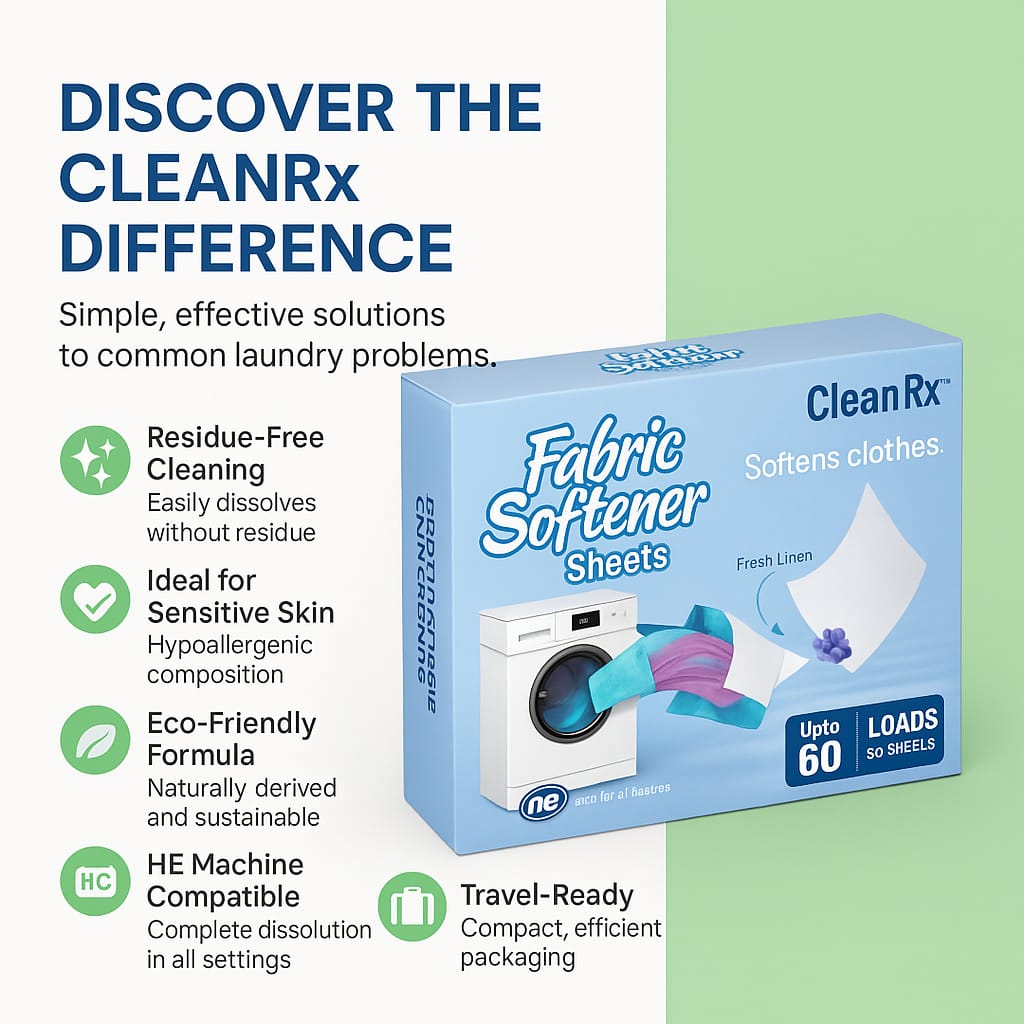 Dissolvable Fabric Softener Sheets – 30 Ct – Softens & Freshens Laundry