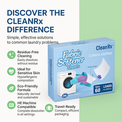 Dissolvable Fabric Softener Sheets – 30 Ct – Softens & Freshens Laundry