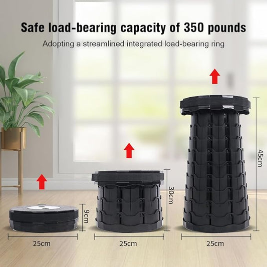 Camping Collapsible Stool | Outdoor Sitting Fishing Telescopic Foldable Travel Seat for Adults | Lightweight Small Portable Stool Holds 400 lbs