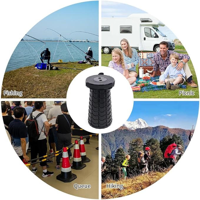 Camping Collapsible Stool | Outdoor Sitting Fishing Telescopic Foldable Travel Seat for Adults | Lightweight Small Portable Stool Holds 400 lbs